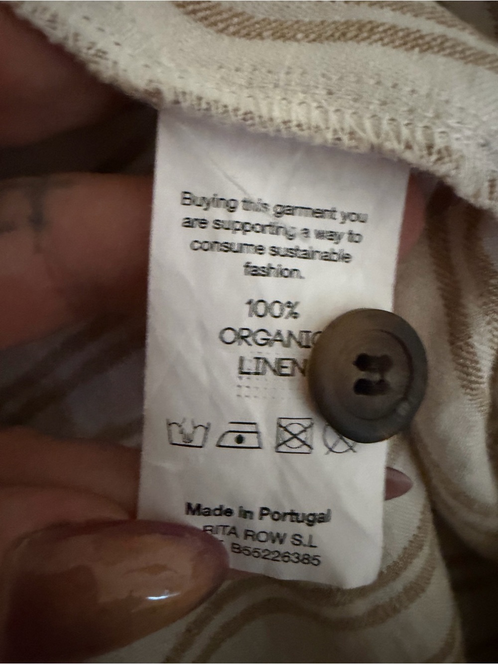 Rita Row Arashi Striped V-Neck Wrap 100% Organic Cotton Dress in Cream & Tab - S - Picture 12 of 12